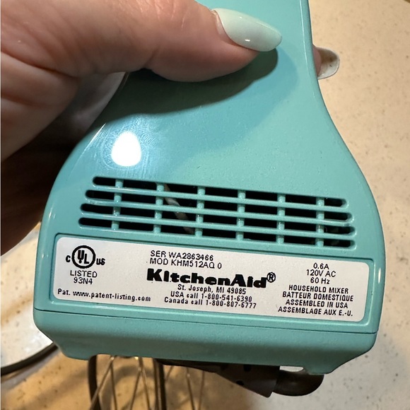 NWOT KitchenAid Power 5-Speed Hand Mixer in aqua - Picture 4 of 10